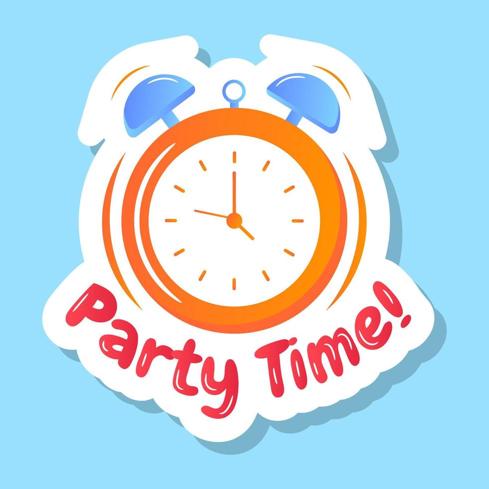 A party time sticker with alarm vector