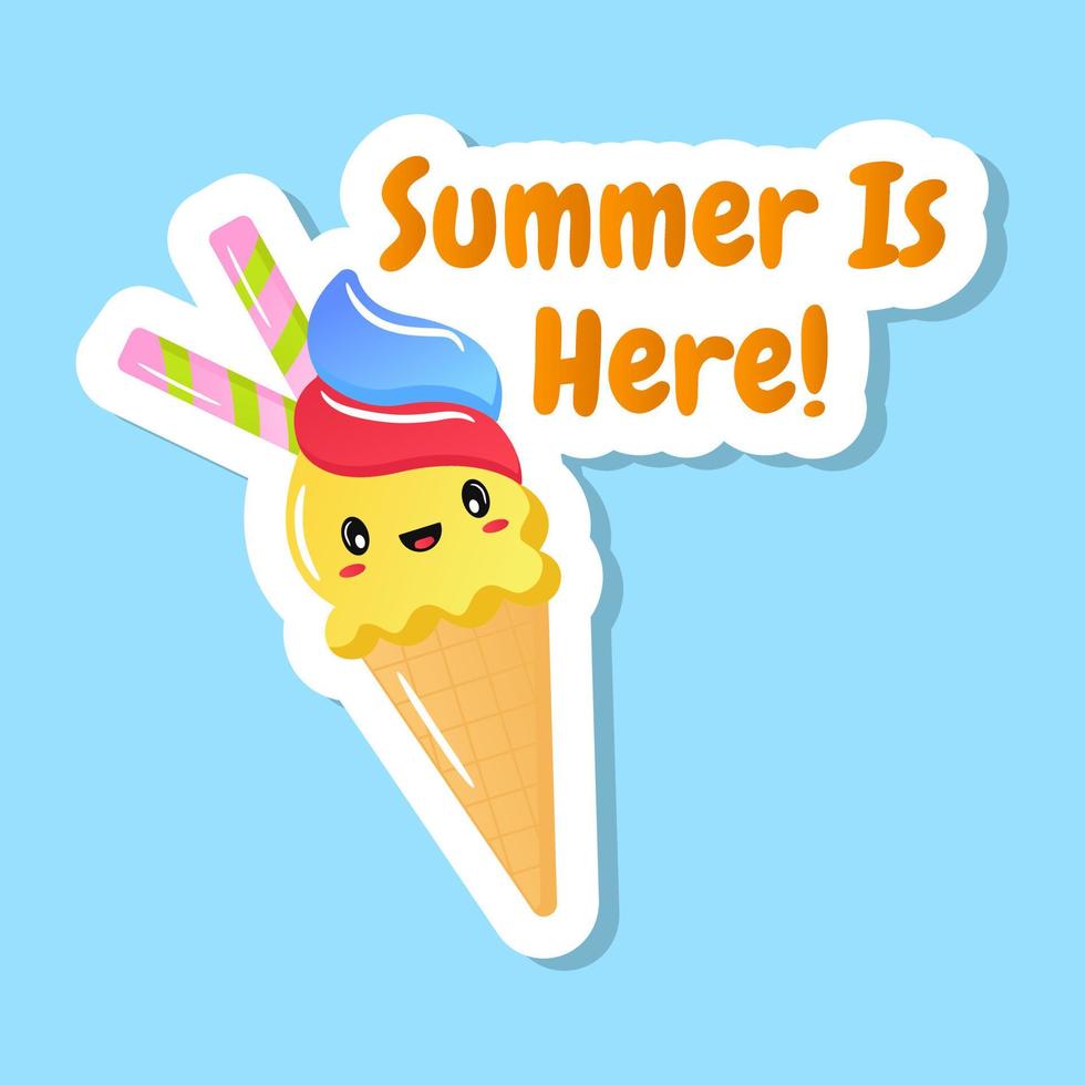 A cone ice cream design in flat printable sticker vector