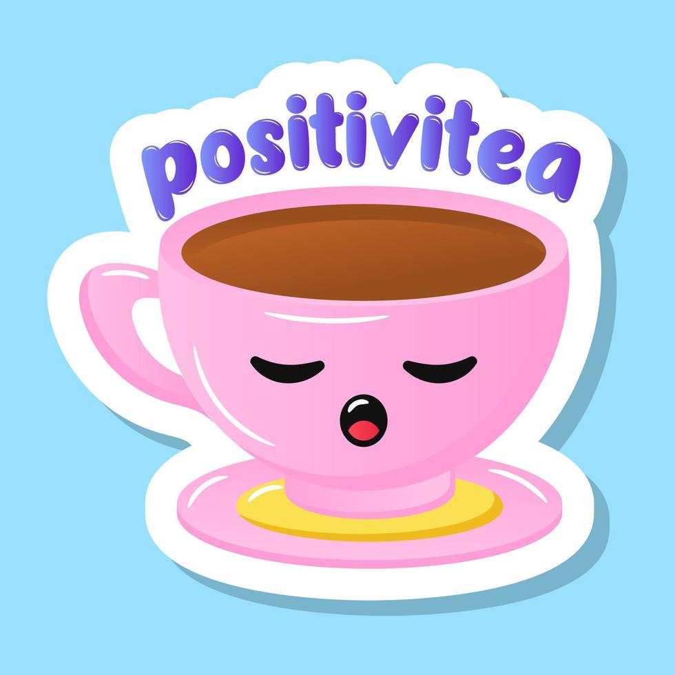 A flat teacup vector, printable sticker vector