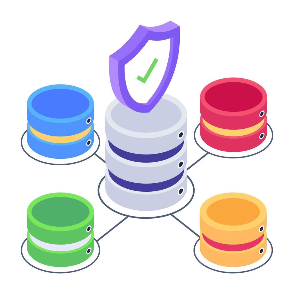 A modern isometric icon of cloud database vector