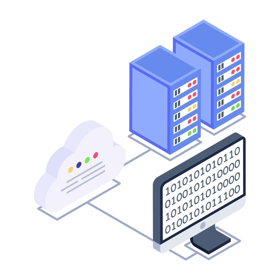 A data display icon in isometric design vector