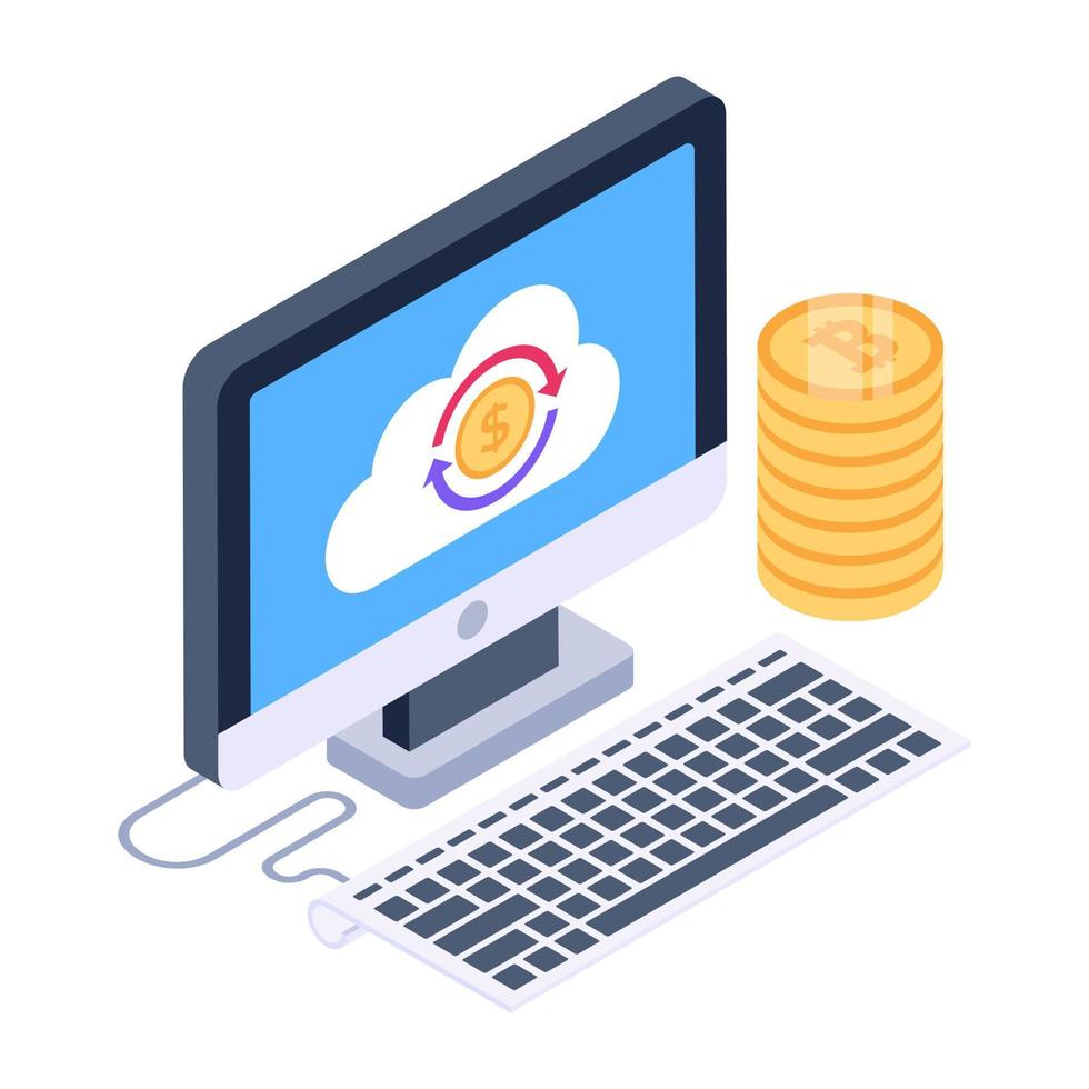 A data display icon in isometric design vector