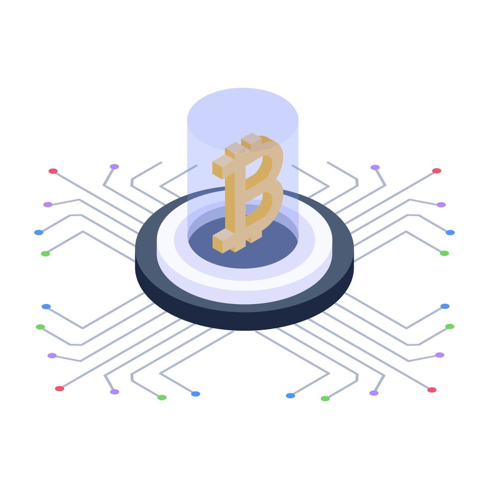 A blockchain network technology isometric icon design vector