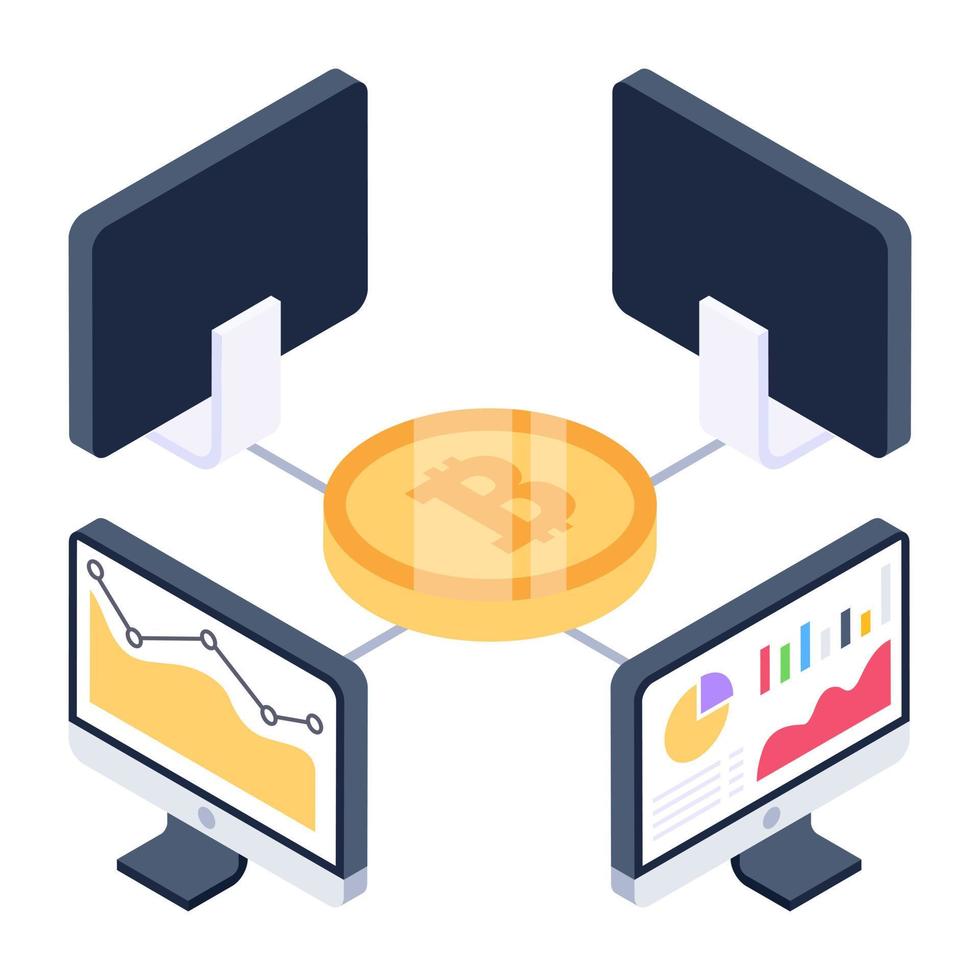 A data display icon in isometric design vector