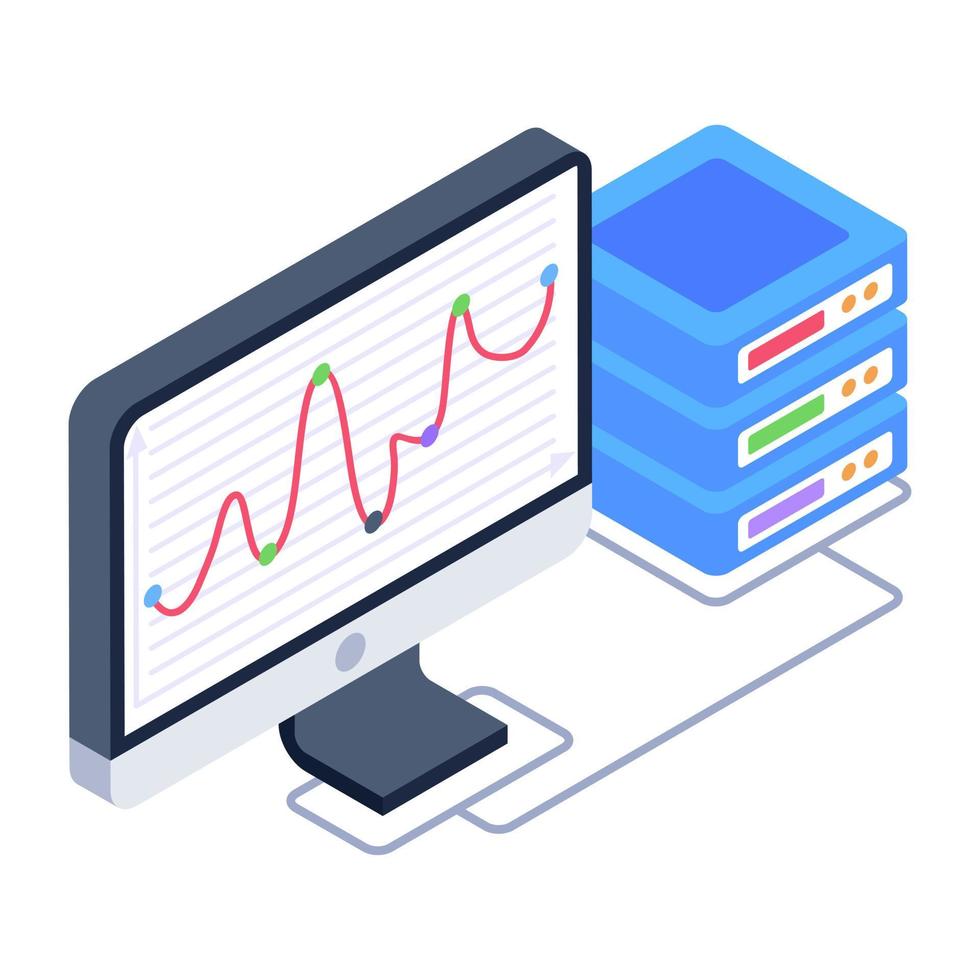 A data display icon in isometric design vector