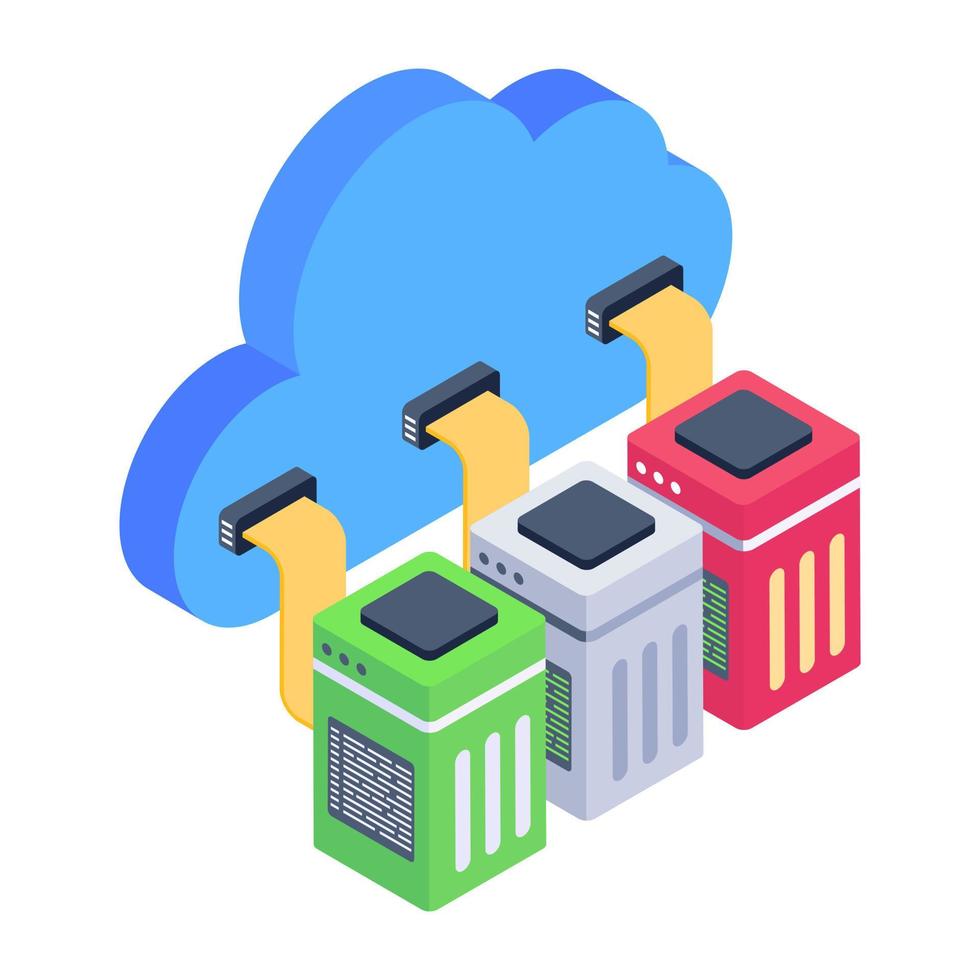 A modern isometric icon of cloud database vector