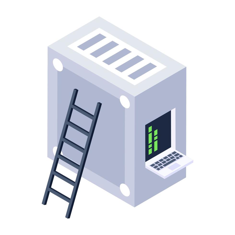 A server with ladder isometric icon design vector