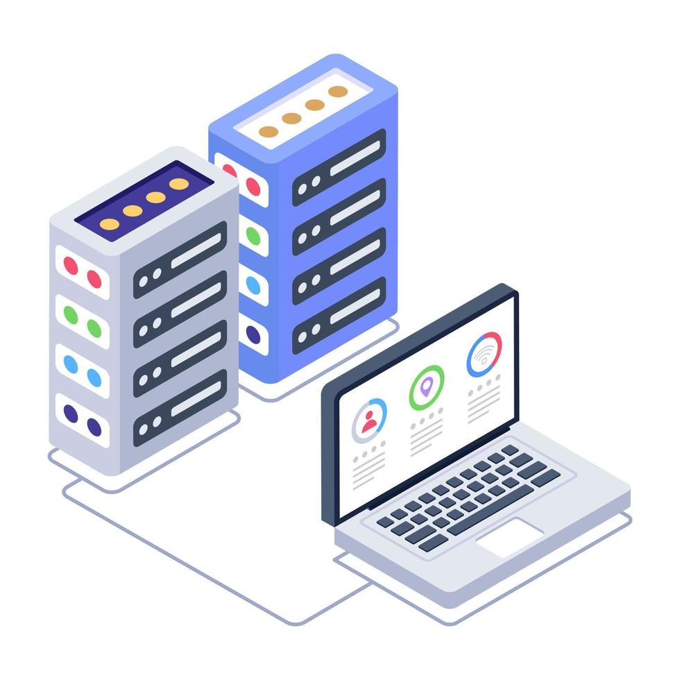 A data display icon in isometric design vector