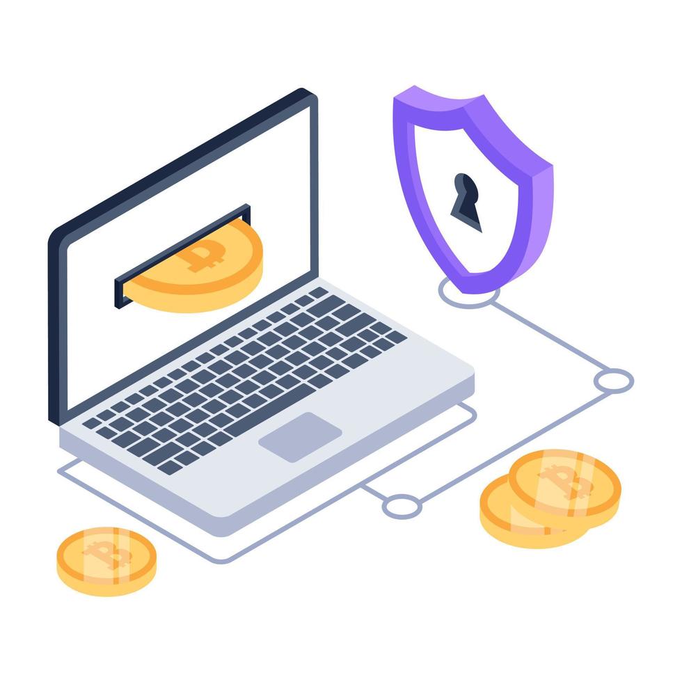 A bitcoin servers isometric icon design vector