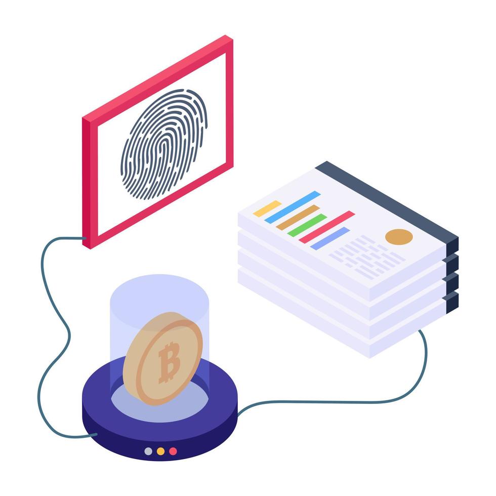 A data display icon in isometric design vector