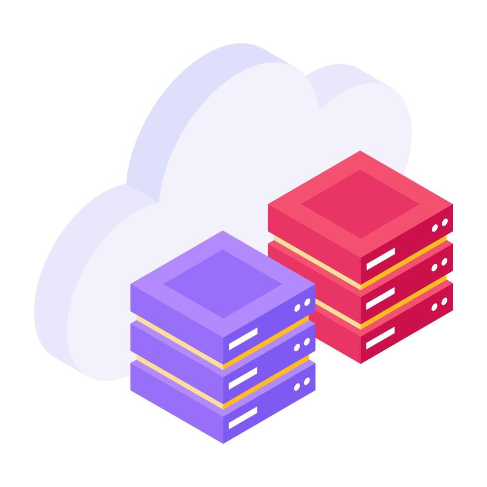 Icon of cloud servers in isometric design vector