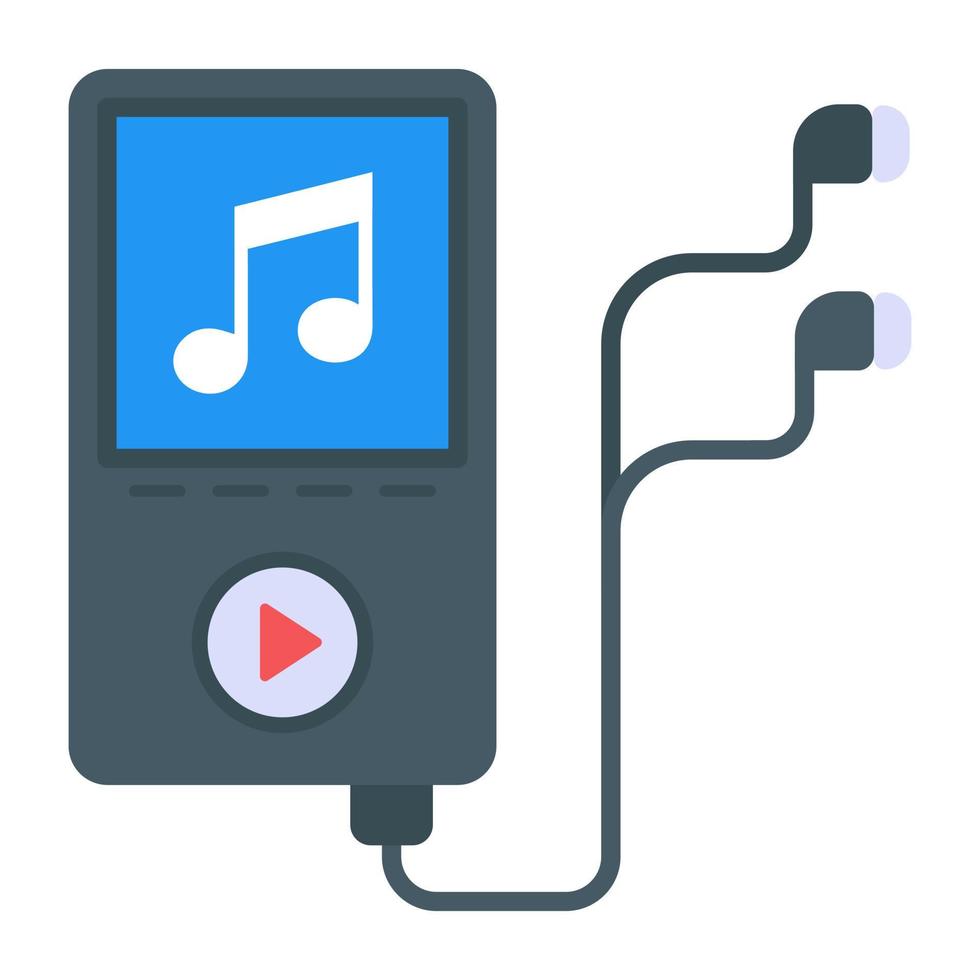 reproductor de mp3 de moda en icono plano vector