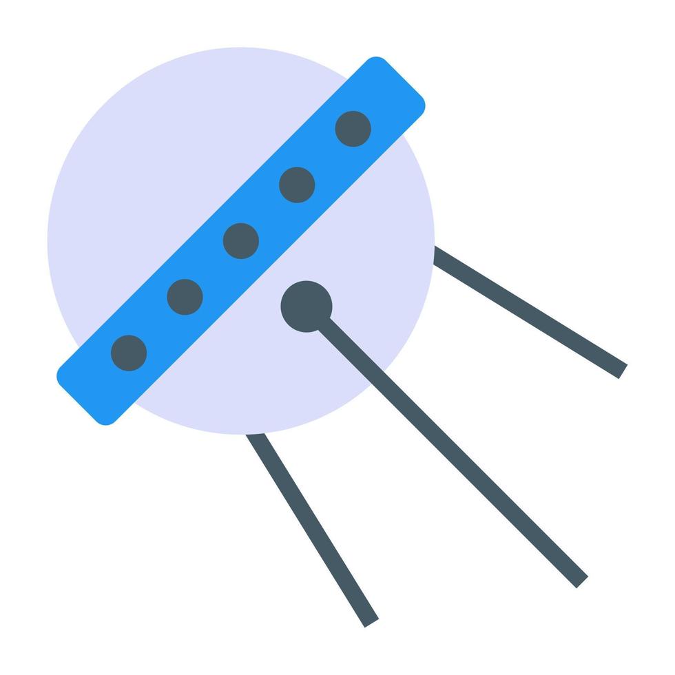 sputnik en icono plano, vector editable