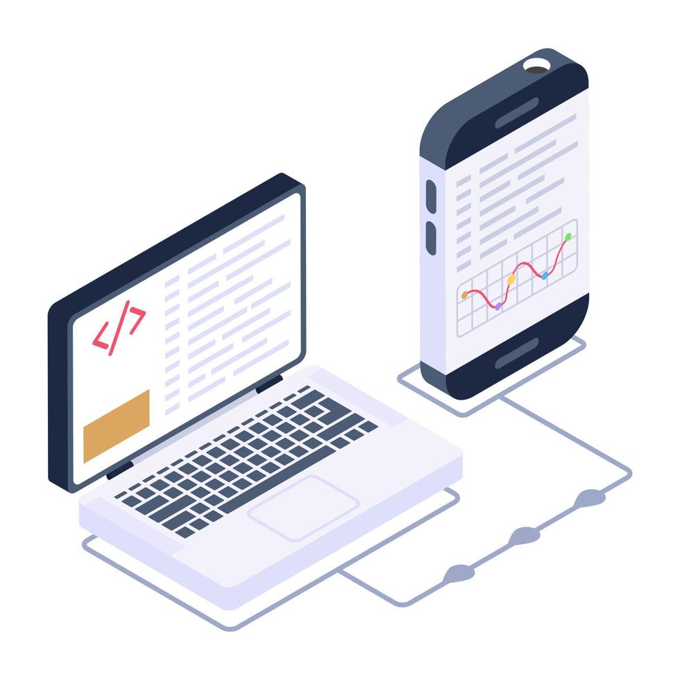 An online business data isometric icon vector