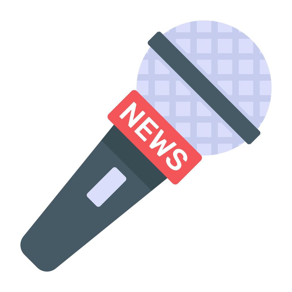 Unique icon of journalist mic in flat style vector