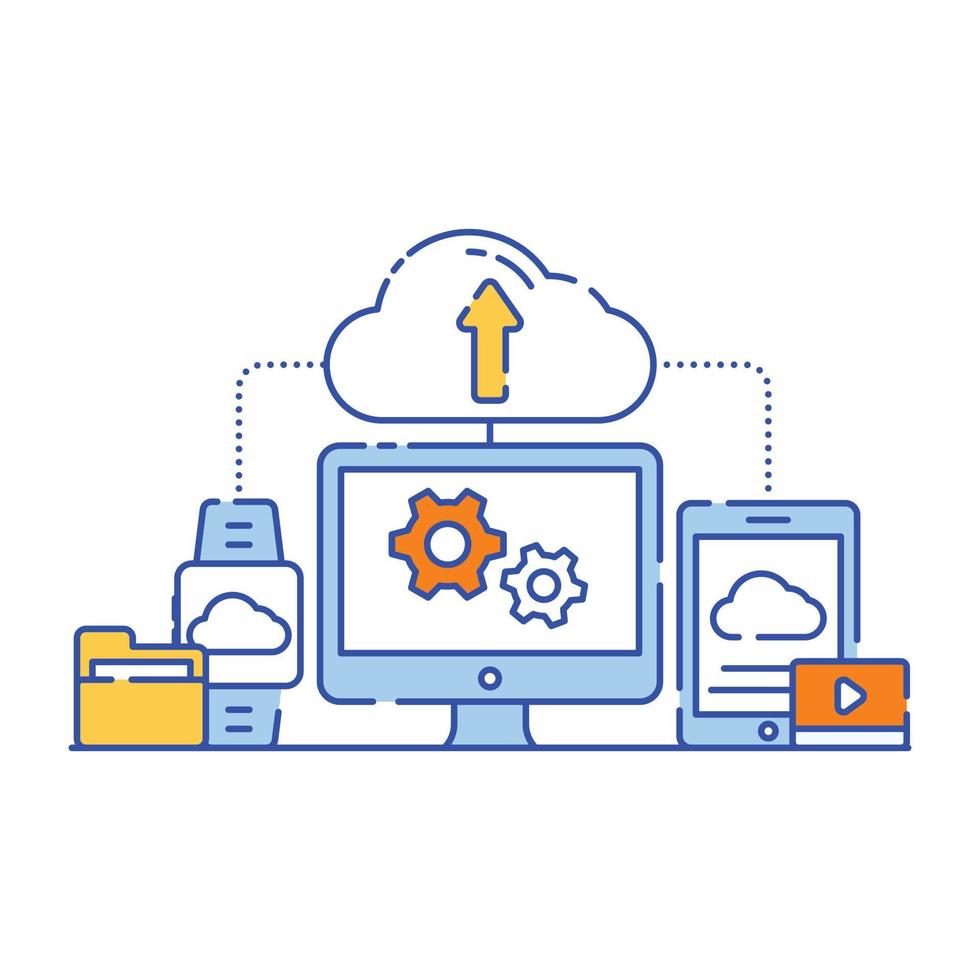 Flat illustration design of cloud sharing, editable vector