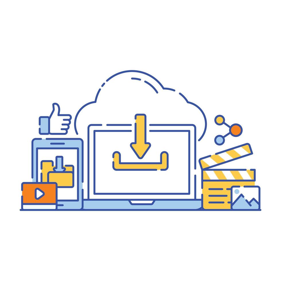 Flat illustration design of cloud download, editable vector