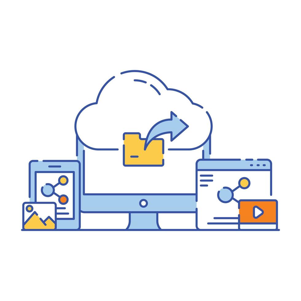 Flat illustration design of cloud sharing, editable vector