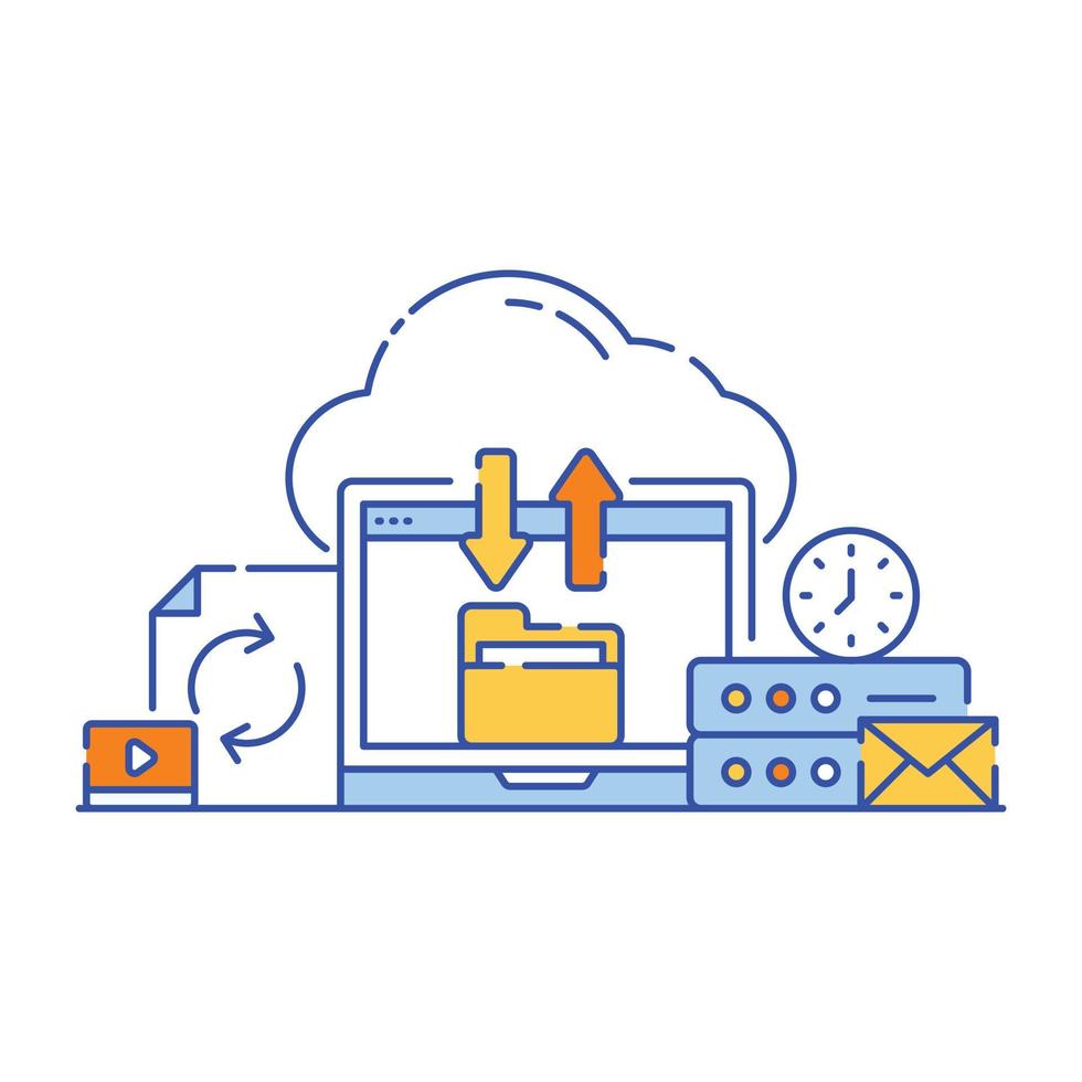 Cloud storage flat illustration design, editable vector