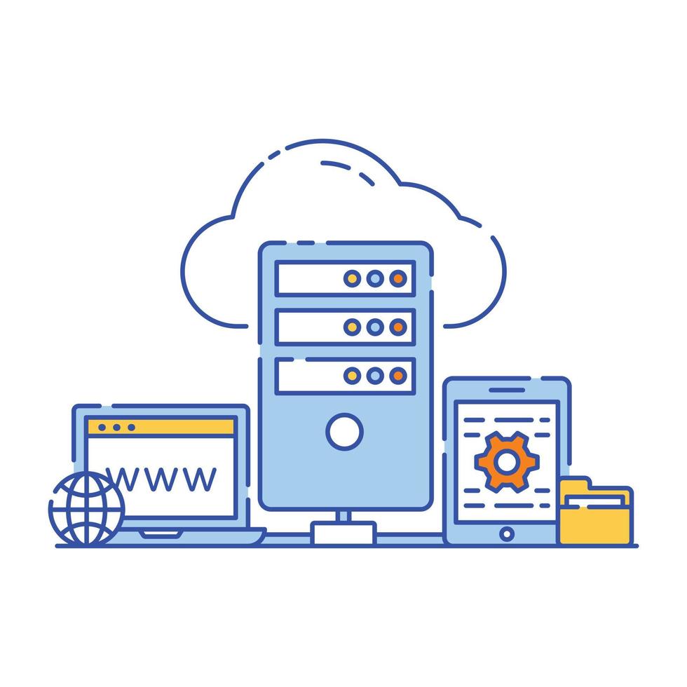 Flat illustration design of cloud hosting, editable vector