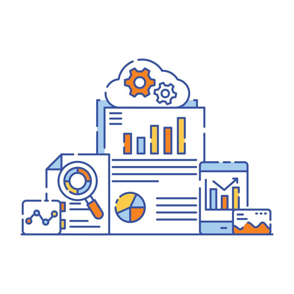 Data analysis interview question flat style illustration design vector