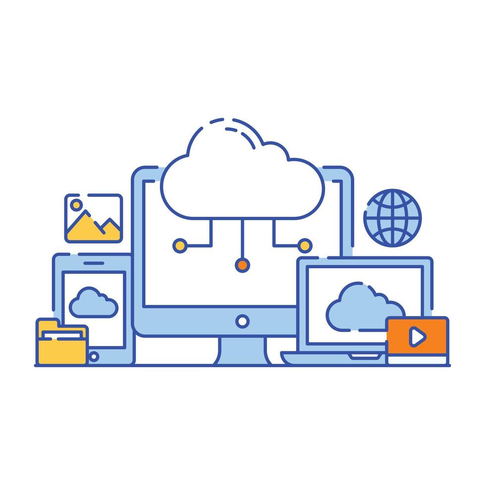 Database server flat illustration design, graphical representation vector