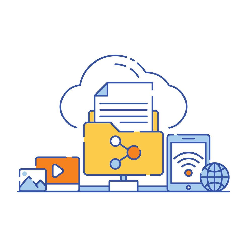 Cloud storage flat illustration design, editable vector