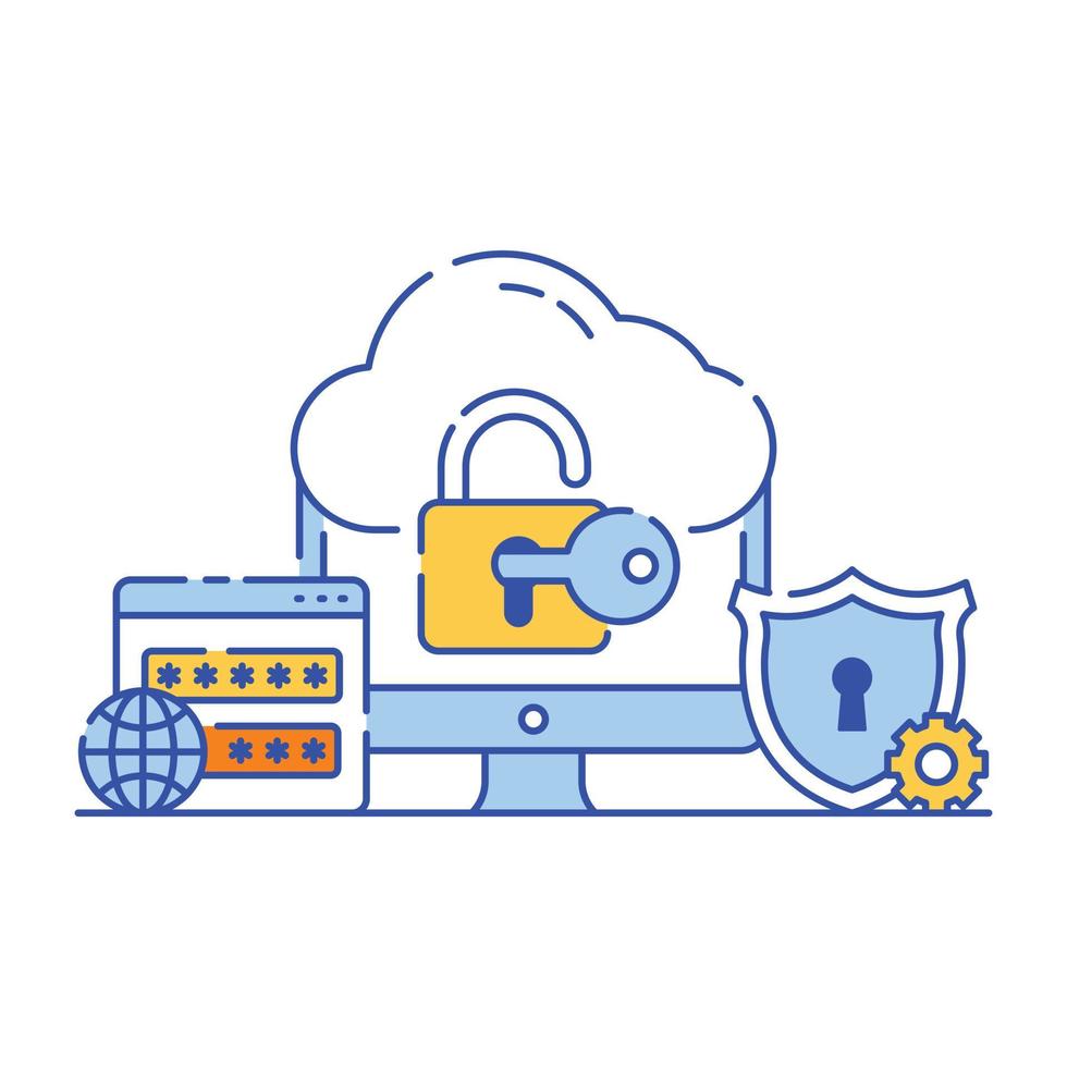 Secure connection in flat style illustration design, editable vector
