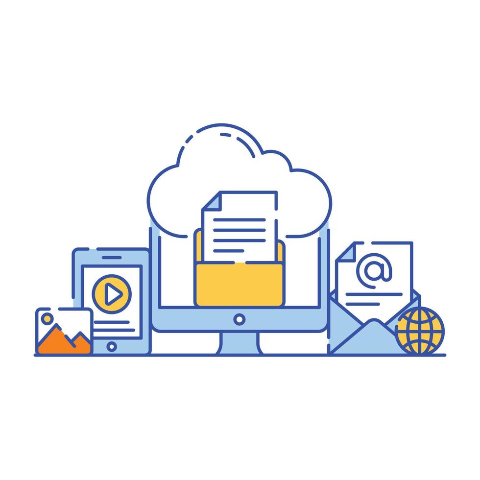 Cloud storage flat illustration design, editable vector