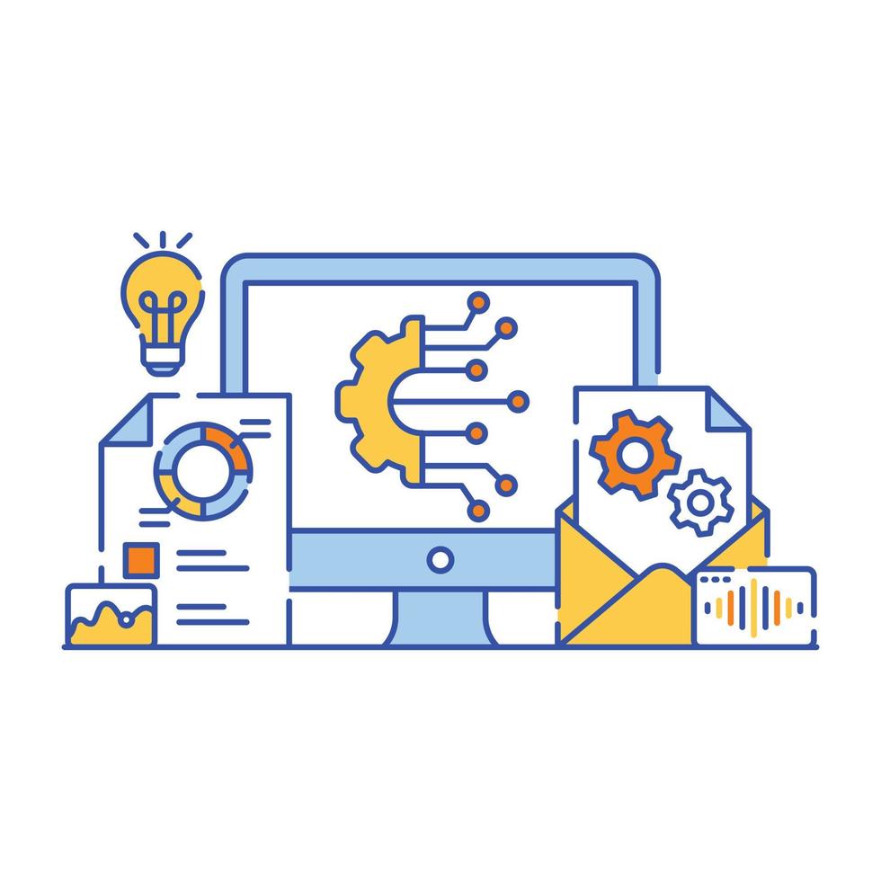 Database server flat illustration design, graphical representation vector
