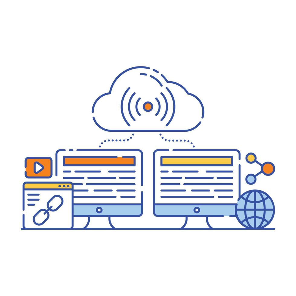 Database server flat illustration design, graphical representation vector