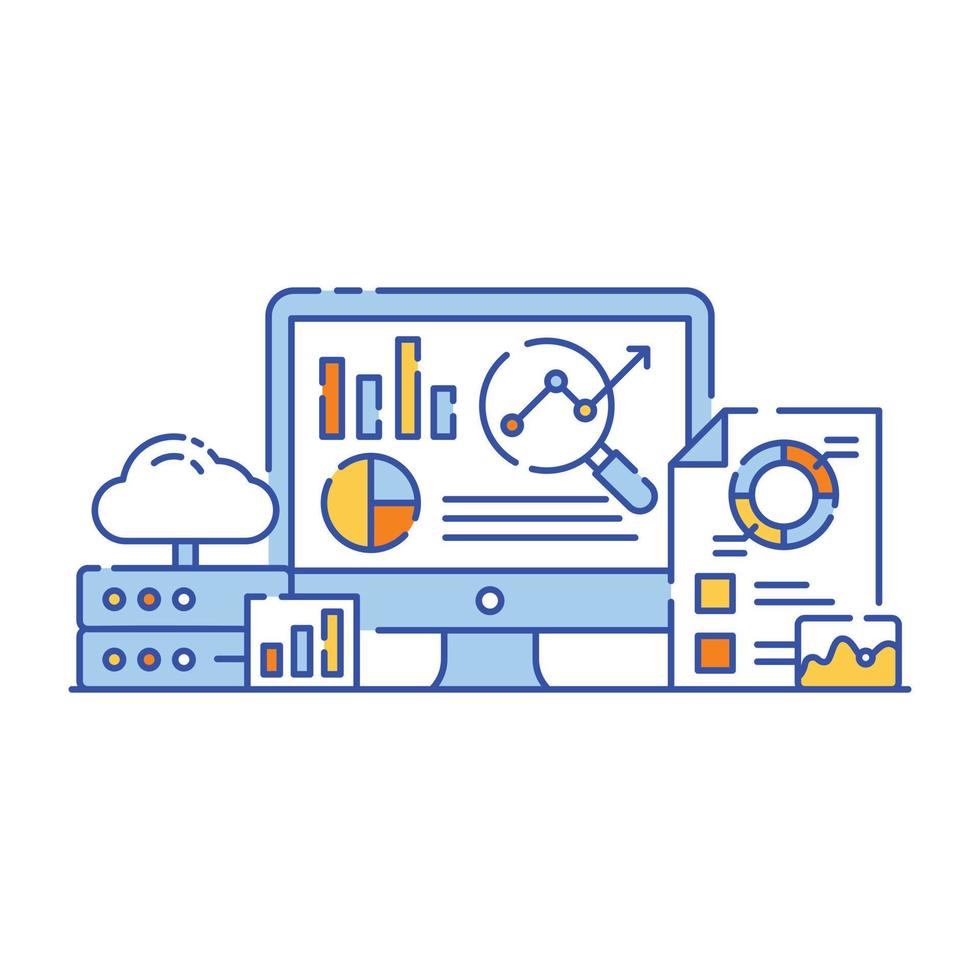 Database server flat illustration design, graphical representation vector
