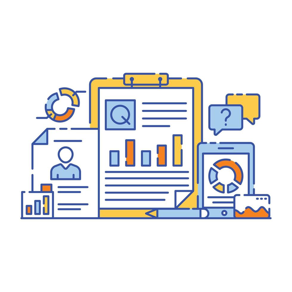 Data analysis interview question flat style illustration design vector