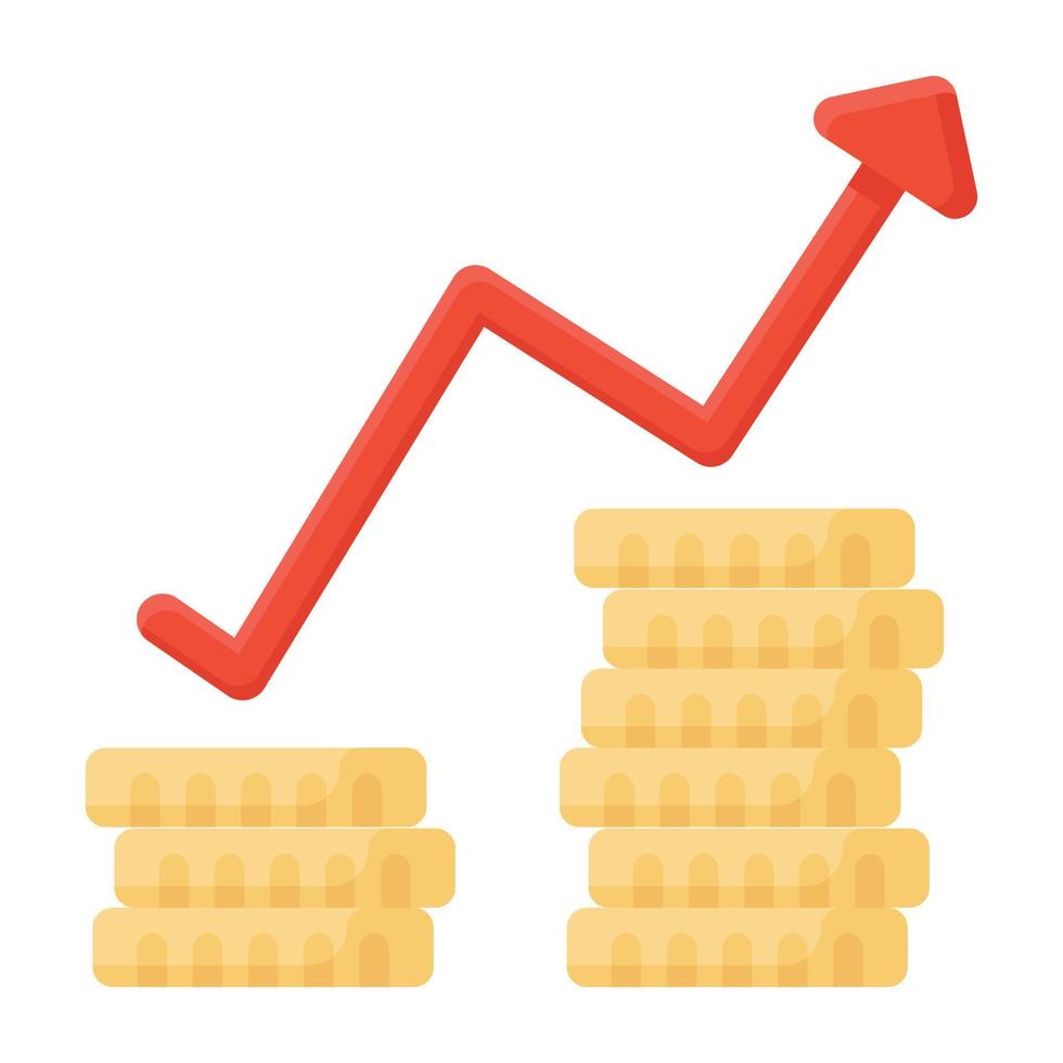 A financial gain, upward arrow with coins vector