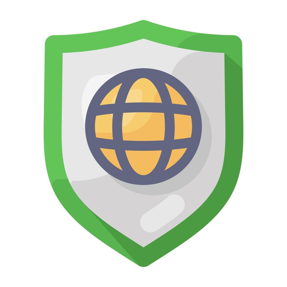 Globe inside shield depicting internet security icon vector