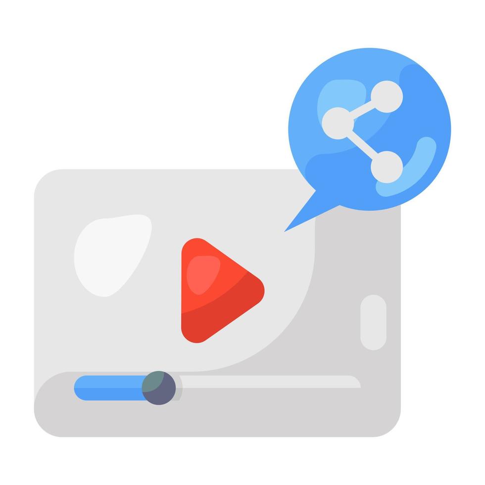 diseño plano del icono de compartir video vector