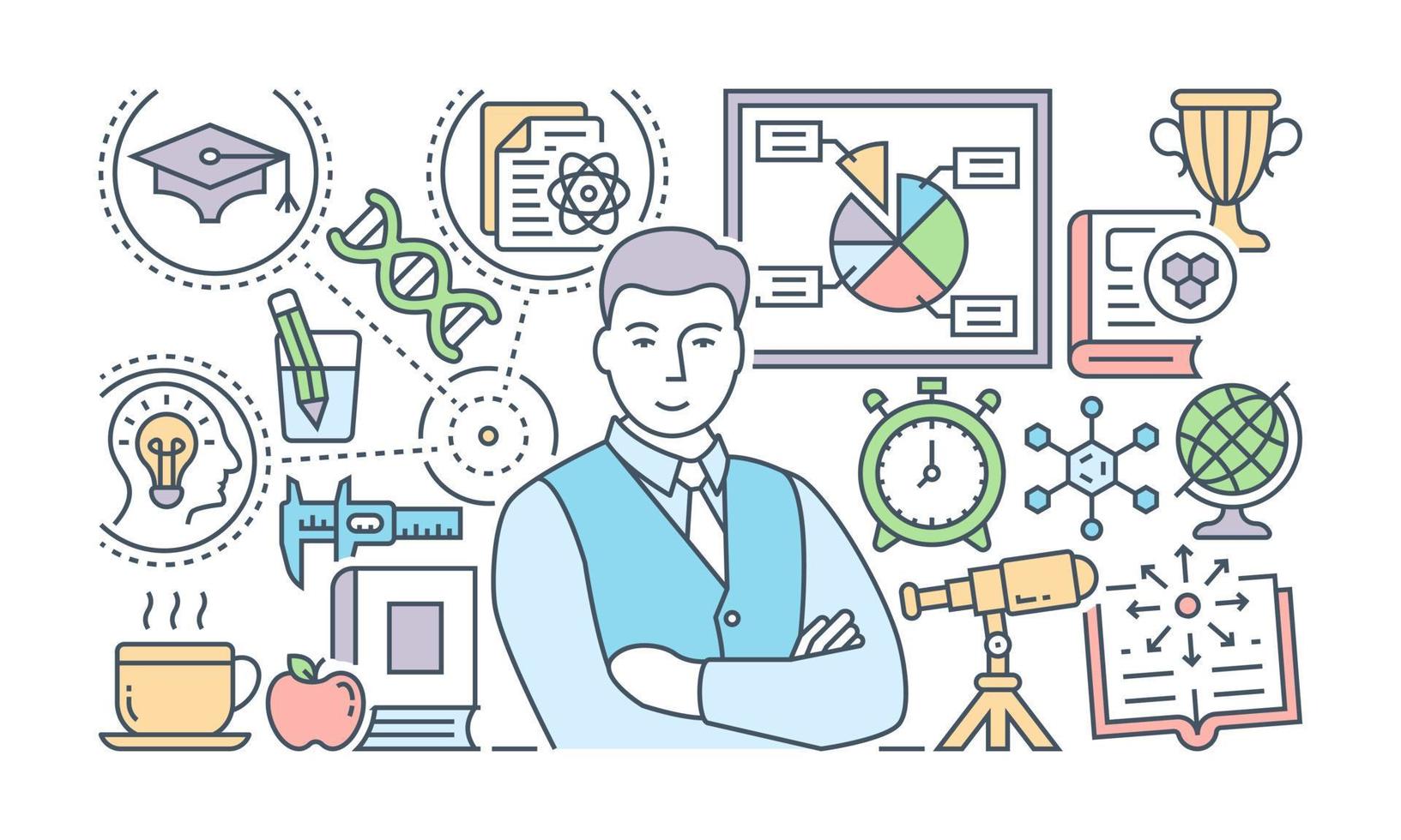 A banner of social media designed with flat linear illustration vector