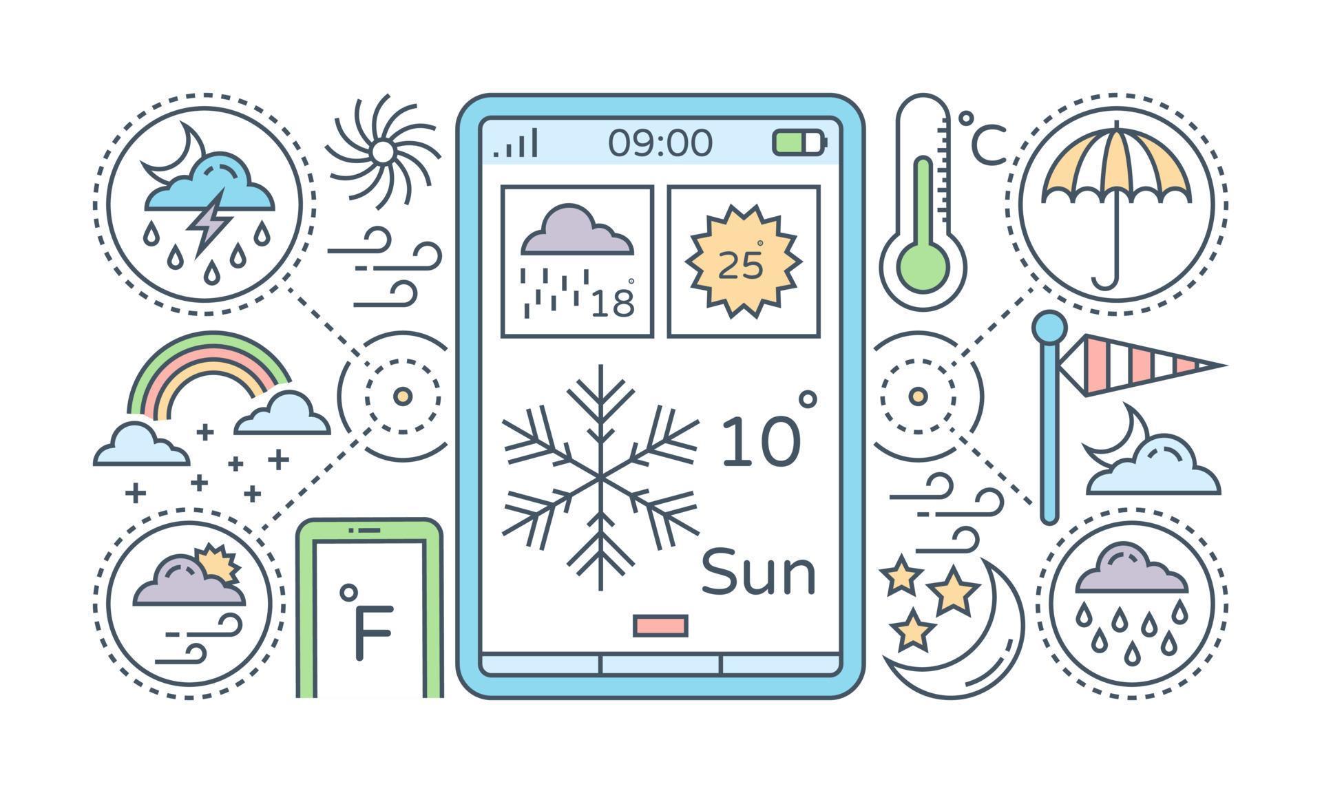 vector design of weather forecast app 6611012 Vector Art at Vecteezy