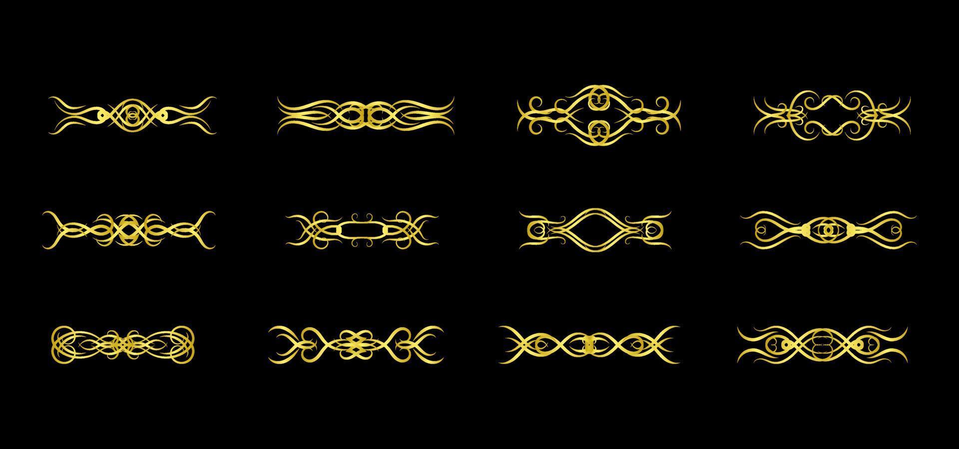 Gold Borders Elements Set Collection, ornament Vector