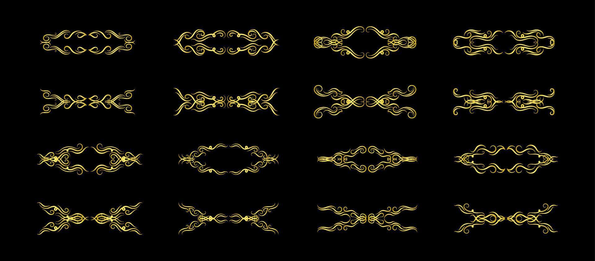 Gold Borders Elements Set Collection, ornament Vector