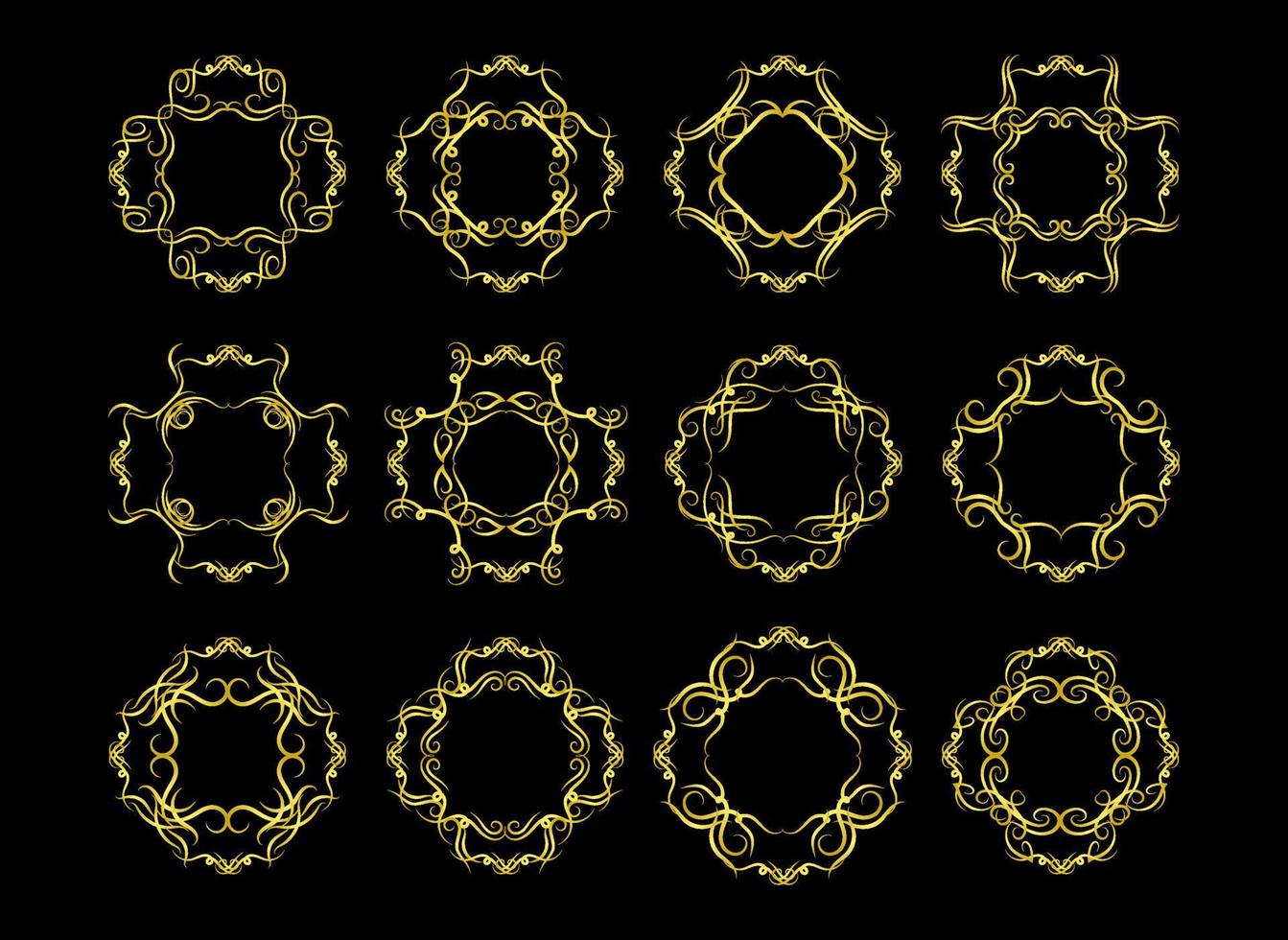 Gold Borders Elements Set Collection, ornament Vector