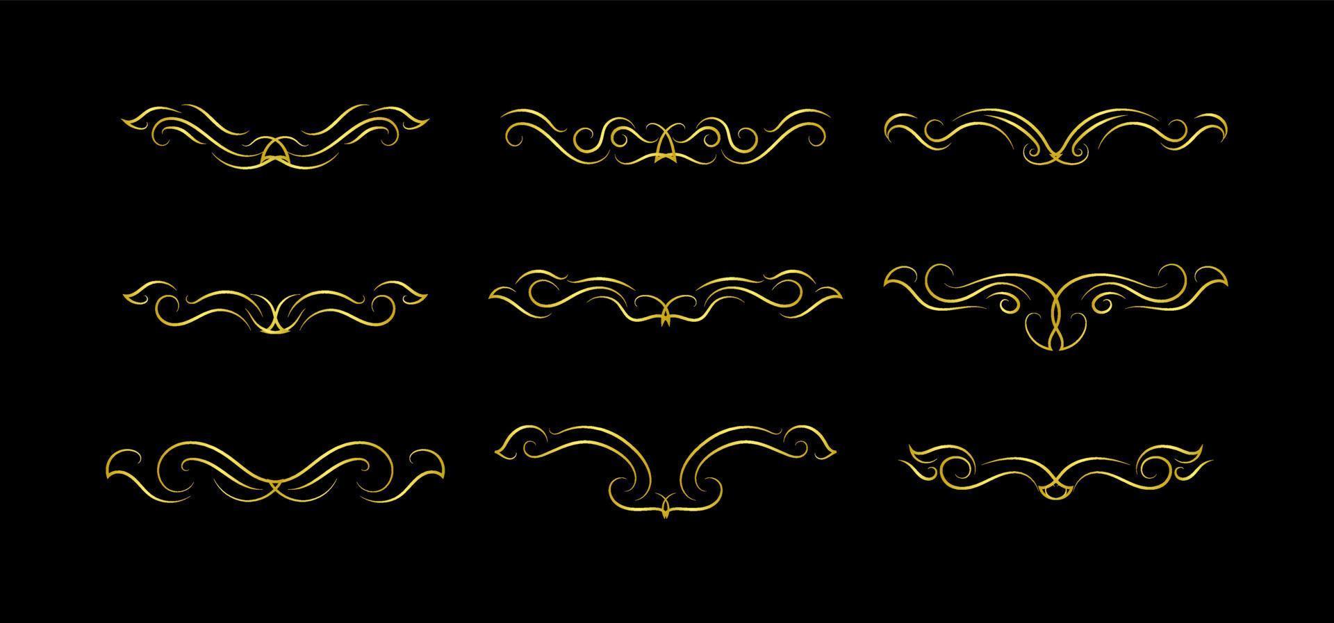 Gold Borders Elements Set Collection, ornament Vector