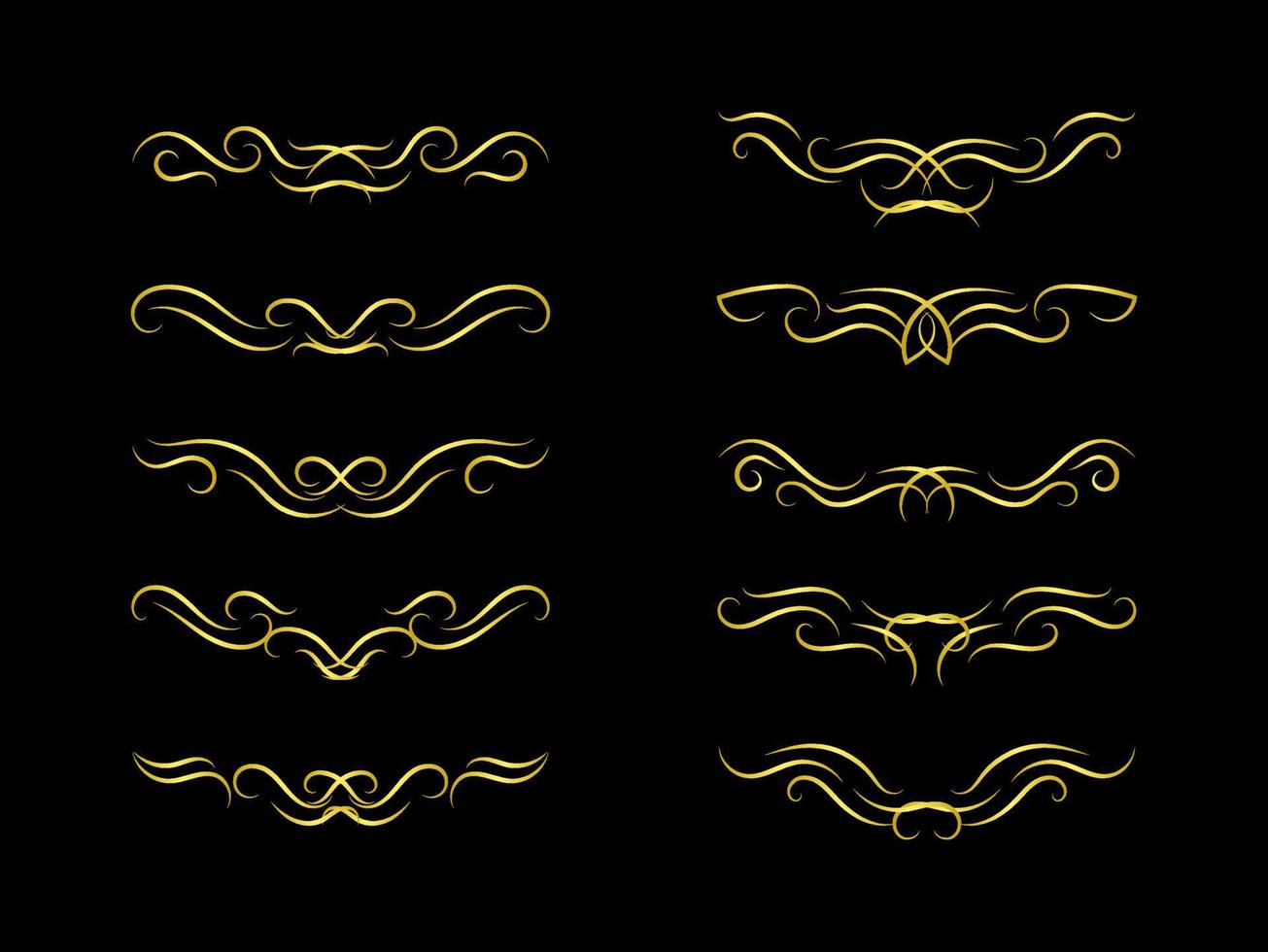 Gold Borders Elements Set Collection, ornament Vector