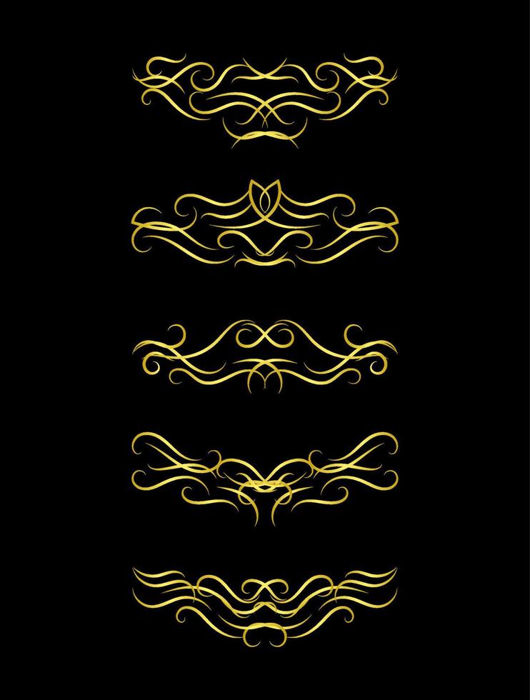 Gold Borders Elements Set Collection, ornament Vector