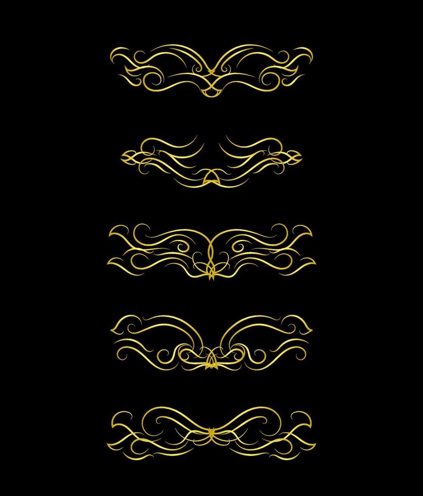 Gold Borders Elements Set Collection, ornament Vector