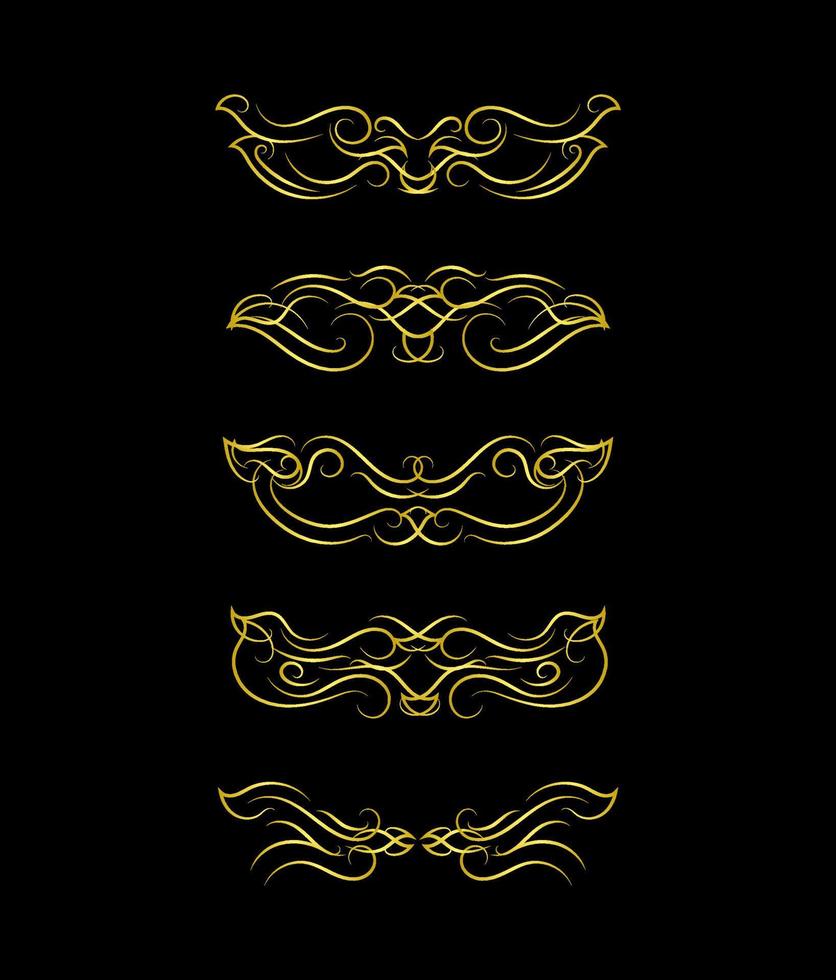 Gold Borders Elements Set Collection, ornament Vector