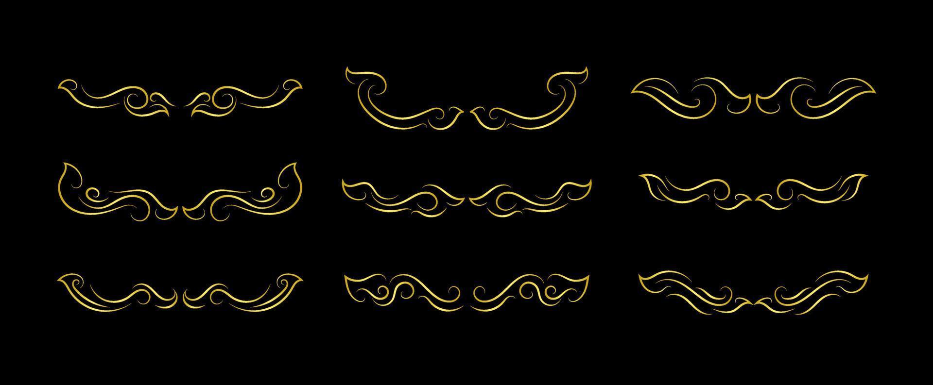 Gold Borders Elements Set Collection, ornament Vector