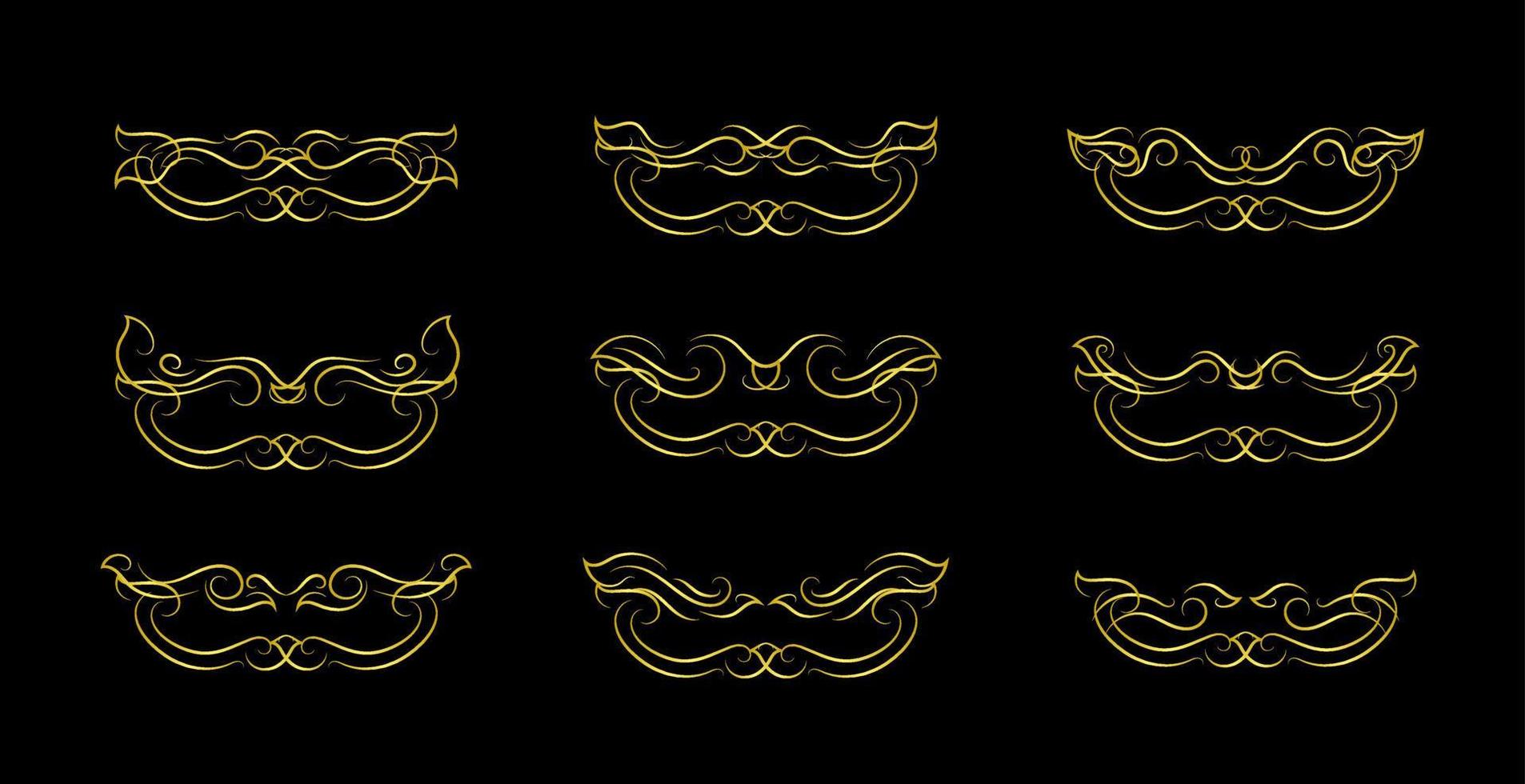 Gold Borders Elements Set Collection, ornament Vector