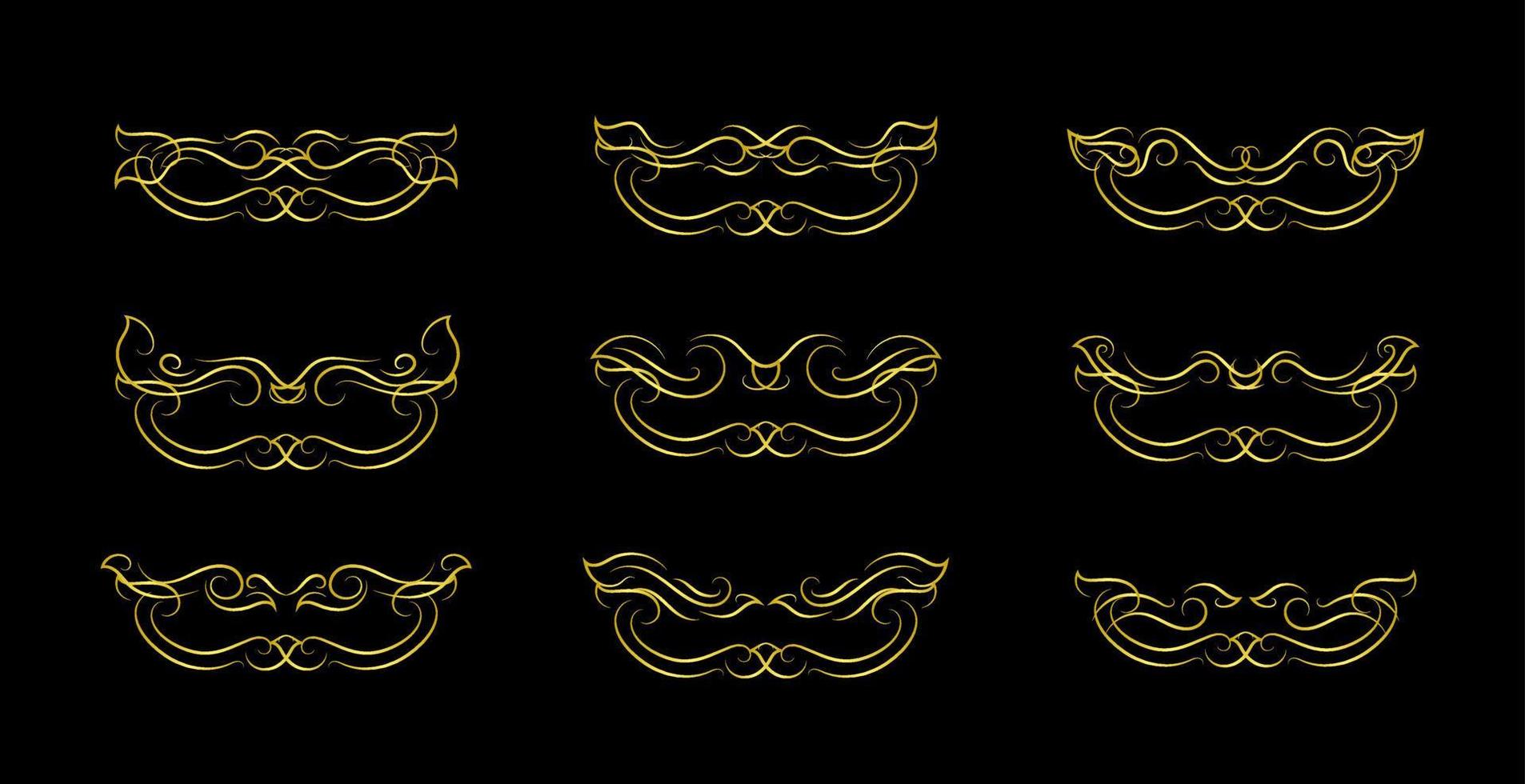 Gold Borders Elements Set Collection, ornament Vector