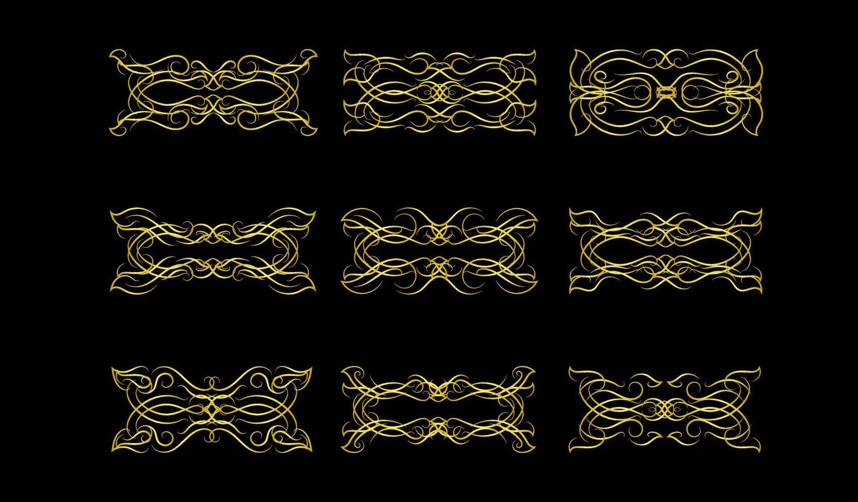 Gold Borders Elements Set Collection, ornament Vector